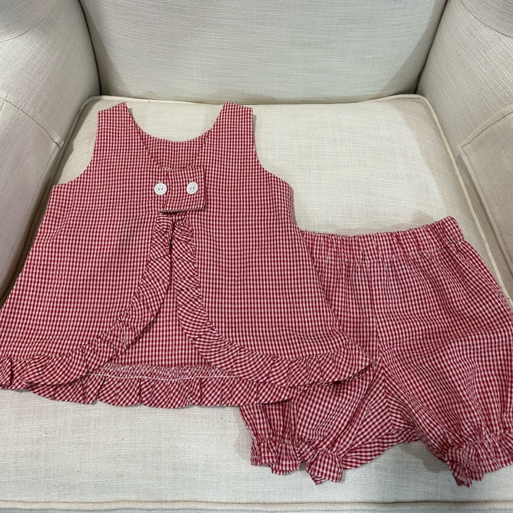 Color Works 12 M popover red seersucker set